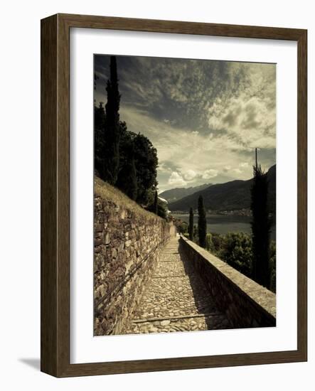 Staircase Leading Towards a Church, Chiesa Santa Maria Del Sasso, Morcote, Lake Lugano, Ticino, ...-null-Framed Photographic Print