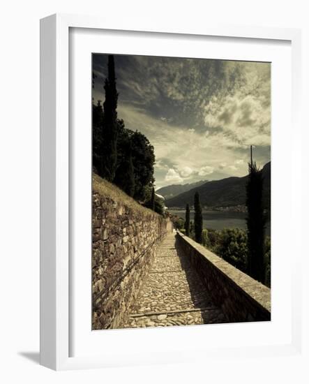 Staircase Leading Towards a Church, Chiesa Santa Maria Del Sasso, Morcote, Lake Lugano, Ticino, ...-null-Framed Photographic Print