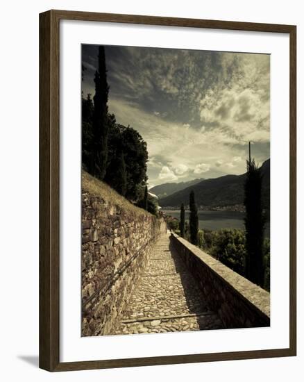 Staircase Leading Towards a Church, Chiesa Santa Maria Del Sasso, Morcote, Lake Lugano, Ticino, ...-null-Framed Photographic Print