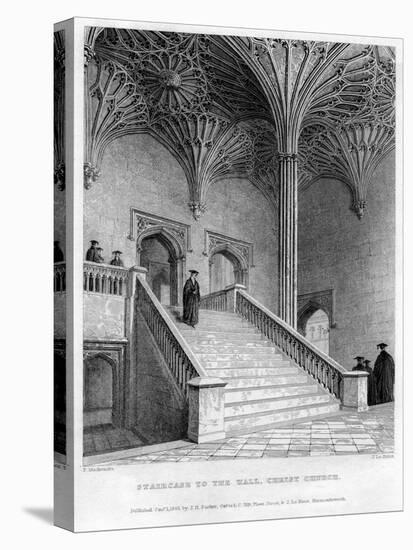 Staircase to the Hall, Christ Church, Oxford University, 1833-John Le Keux-Stretched Canvas