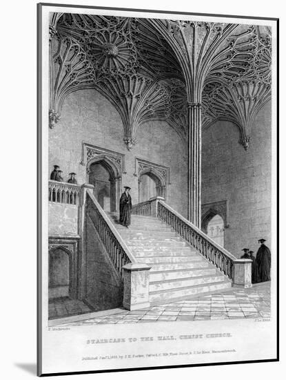 Staircase to the Hall, Christ Church, Oxford University, 1833-John Le Keux-Mounted Giclee Print