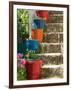 Staircase with Flower Planters, Fiskardo, Kefalonia, Ionian Islands, Greece-Walter Bibikow-Framed Photographic Print