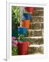 Staircase with Flower Planters, Fiskardo, Kefalonia, Ionian Islands, Greece-Walter Bibikow-Framed Photographic Print