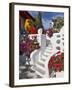 Stairs and Flowers, Chora, Mykonos, Greece-Adam Jones-Framed Photographic Print