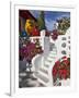 Stairs and Flowers, Chora, Mykonos, Greece-Adam Jones-Framed Photographic Print