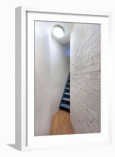 Stairs and Hallway with Porthole Window-Nigel Rigden-Framed Photo