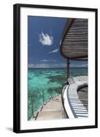 Stairs to the Beach and Sofa Overlooking the Ocean, Maldives, Indian Ocean-Sakis Papadopoulos-Framed Photographic Print