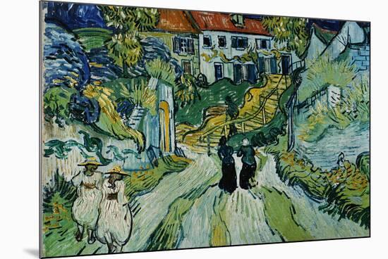 Stairway at Auvers-Vincent van Gogh-Mounted Premium Giclee Print
