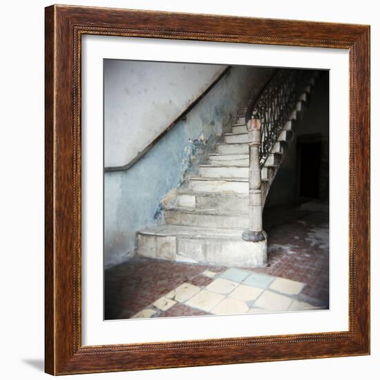 Stairway in Apartment Block, Cienfuegos, Cuba, West Indies, Central America-Lee Frost-Framed Photographic Print