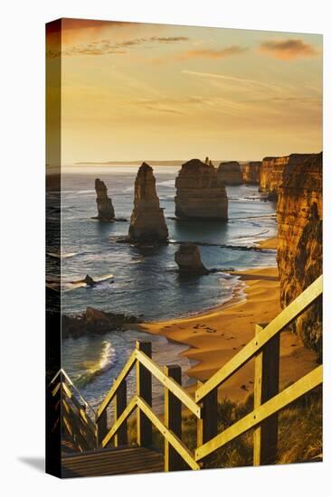 Stairway near Twelve Apostles at Sunset-Jon Hicks-Stretched Canvas