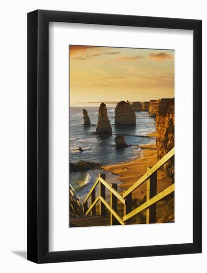 Stairway near Twelve Apostles at Sunset-Jon Hicks-Framed Photographic Print