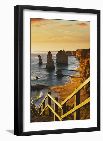 Stairway near Twelve Apostles at Sunset-Jon Hicks-Framed Photographic Print