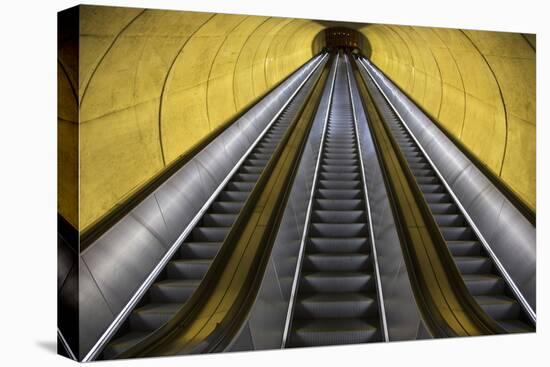 Stairway to Heaven in Washington DC Metrorail Escalator to Mass Transet Trains-Joseph Sohm-Stretched Canvas