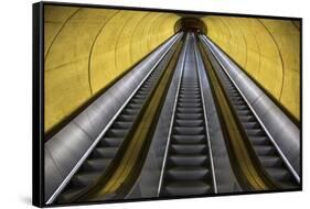 Stairway to Heaven in Washington DC Metrorail Escalator to Mass Transet Trains-Joseph Sohm-Framed Stretched Canvas