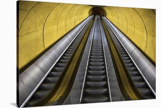 Stairway to Heaven in Washington DC Metrorail Escalator to Mass Transet Trains-Joseph Sohm-Stretched Canvas