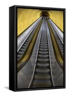 Stairway to Heaven in Washington DC Metrorail Escalator to Mass Transet Trains-Joseph Sohm-Framed Stretched Canvas