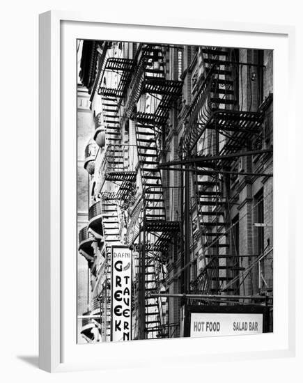 Stairways, Fire Escapes, Black and White Photography, Street Times Square, Manhattan, New York, US-Philippe Hugonnard-Framed Premium Photographic Print