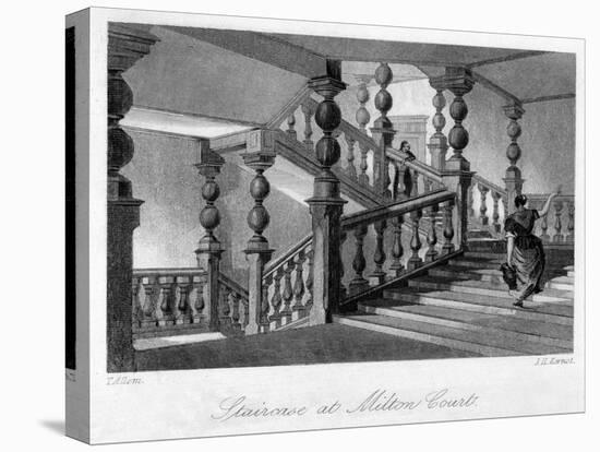 Staitcase at Milton Court, Near Dorking, Surrey, 19th Century-Thomas Allom-Stretched Canvas