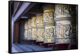 Stakna Monastery, Ladakh, North India, Asia. Buddhist prayer wheels.-ClickAlps-Framed Stretched Canvas