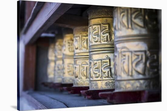 Stakna Monastery, Ladakh, North India, Asia. Buddhist prayer wheels.-ClickAlps-Stretched Canvas