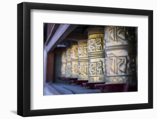 Stakna Monastery, Ladakh, North India, Asia. Buddhist prayer wheels.-ClickAlps-Framed Photographic Print