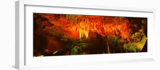 Stalactites and Stalagmites Formation in a Cave, Carlsbad Caverns National Park-null-Framed Photographic Print