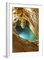 Stalactites and Turquoise Pool, Grotte De Trabuc, France-Mark Taylor-Framed Photographic Print