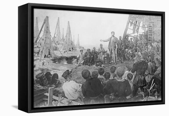 Stalin Haranguing Workers in Baku-null-Framed Stretched Canvas