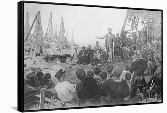 Stalin Haranguing Workers in Baku-null-Framed Stretched Canvas