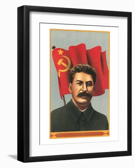 Stalin with Soviet Union Flag-null-Framed Art Print