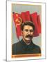 Stalin with Soviet Union Flag-null-Mounted Art Print