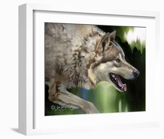 Stalking Gray Wolf-Joni Johnson-Godsy-Framed Giclee Print