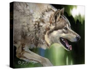 Stalking Gray Wolf-Joni Johnson-Godsy-Stretched Canvas