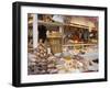 Stall Selling Cheese, Fruit Cake and Sausages at Christmas Market on Maxheinhardtplatz-Richard Nebesky-Framed Photographic Print