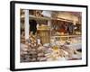 Stall Selling Cheese, Fruit Cake and Sausages at Christmas Market on Maxheinhardtplatz-Richard Nebesky-Framed Photographic Print