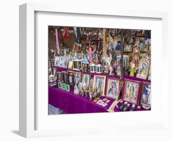 Stall selling holy images, Fiesta of the Virgin of Guadalupe, patron of Mexico, Oaxaca, Mexico, Nor-Melissa Kuhnell-Framed Photographic Print