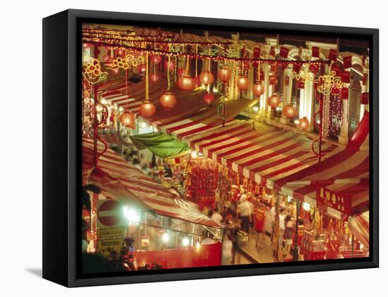 Stalls with Lanterns, Chinatown, Singapore-Charcrit Boonsom-Framed Stretched Canvas