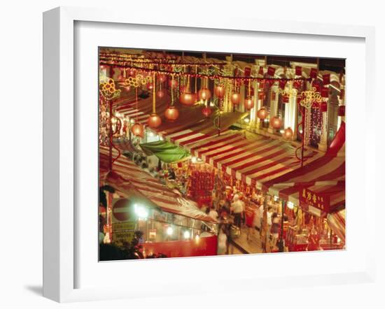 Stalls with Lanterns, Chinatown, Singapore-Charcrit Boonsom-Framed Photographic Print