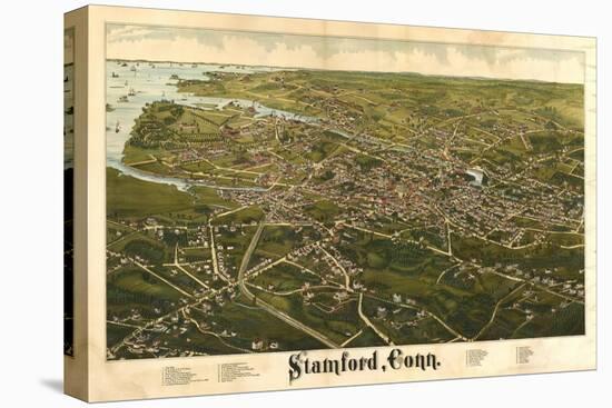 Stamford, Connecticut - Panoramic Map-Lantern Press-Stretched Canvas