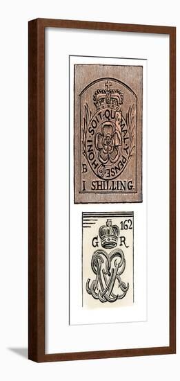 Stamp Act Stamps Issued by the British Government Before the American Revolution-null-Framed Giclee Print