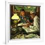 "Stamp Collecting", February 27, 1954-Stevan Dohanos-Framed Giclee Print