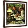 "Stamp Collecting", February 27, 1954-Stevan Dohanos-Framed Giclee Print