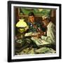 "Stamp Collecting", February 27, 1954-Stevan Dohanos-Framed Giclee Print