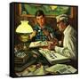 "Stamp Collecting", February 27, 1954-Stevan Dohanos-Framed Stretched Canvas
