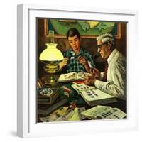 "Stamp Collecting", February 27, 1954-Stevan Dohanos-Framed Giclee Print