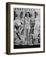 Stamp Girl Jane Richards Heckaman, Modeling an Outfit Made of Defense Bond Stamps-William C^ Shrout-Framed Photographic Print