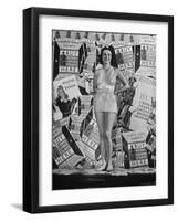 Stamp Girl Jane Richards Heckaman, Modeling an Outfit Made of Defense Bond Stamps-William C^ Shrout-Framed Photographic Print