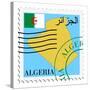 Stamp with Map and Flag of Algeria-Perysty-Stretched Canvas