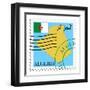 Stamp with Map and Flag of Algeria-Perysty-Framed Art Print