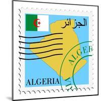 Stamp with Map and Flag of Algeria-Perysty-Mounted Art Print